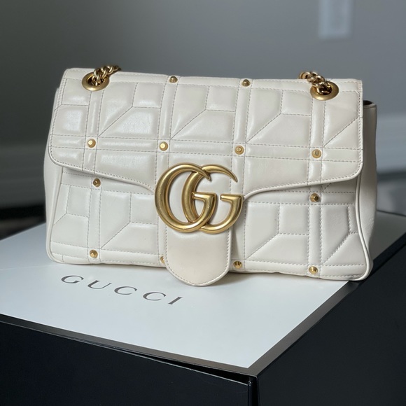 Gucci Handbags - Gucci Marmont White Leather Handbag